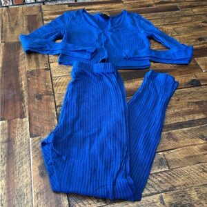 SHEIN Royal Blue Ribbed Knit Top